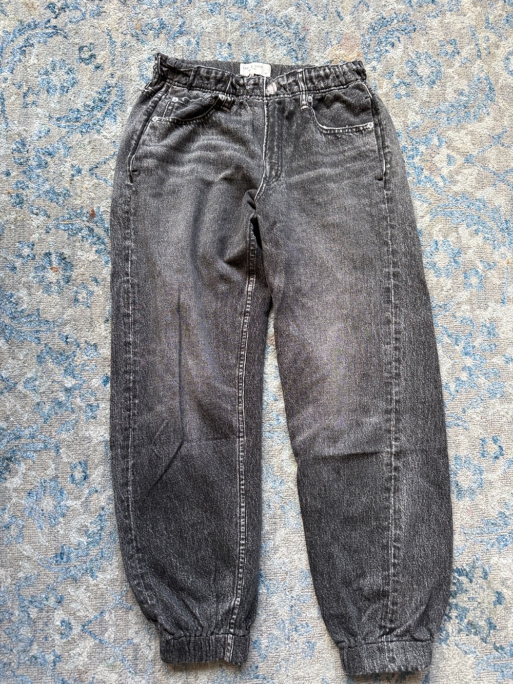 rag & bone Miramar Black Washed Denim Jogger Pants